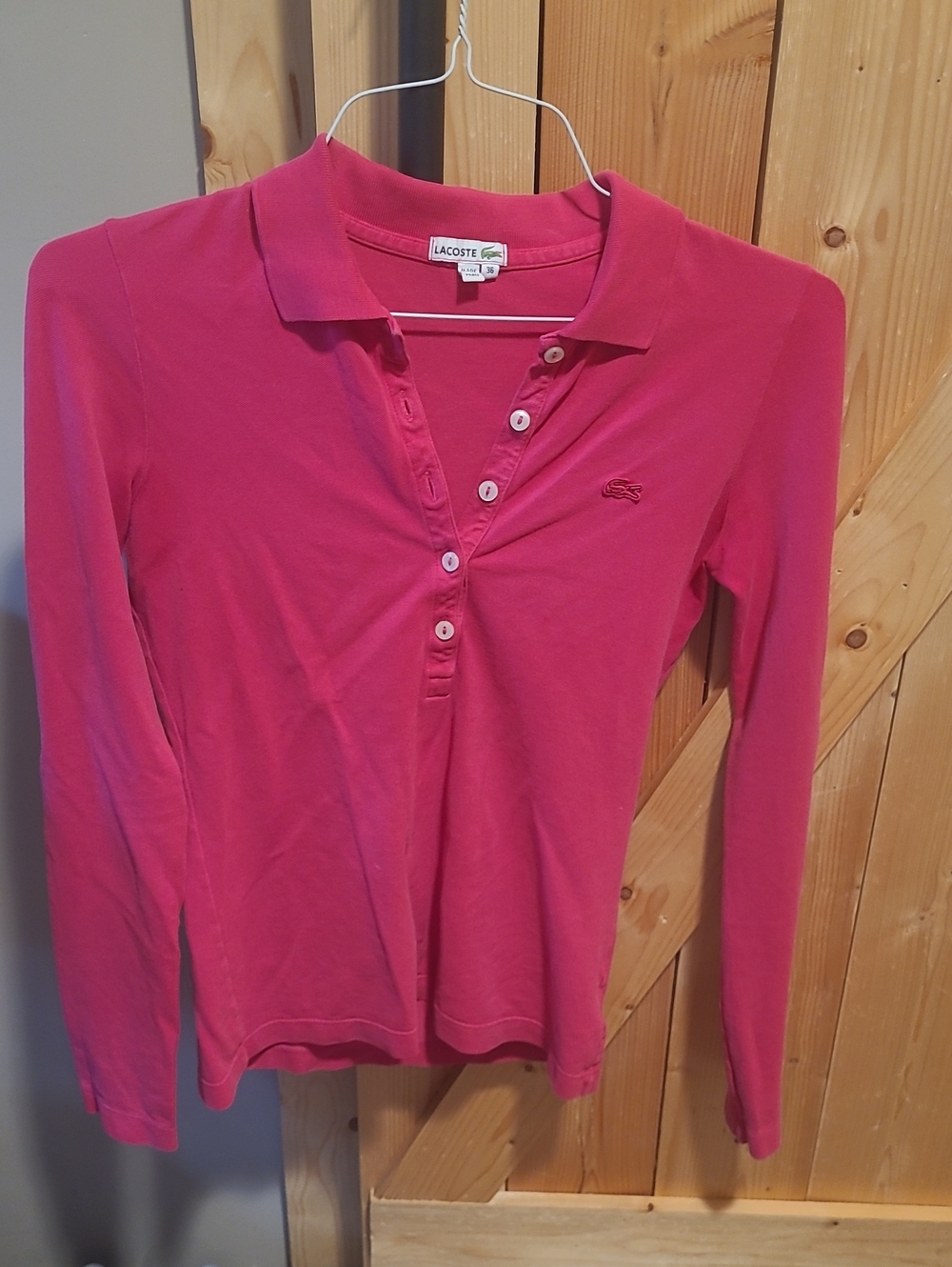 Lacoste Hot Pink Long Sleeve Polo Top